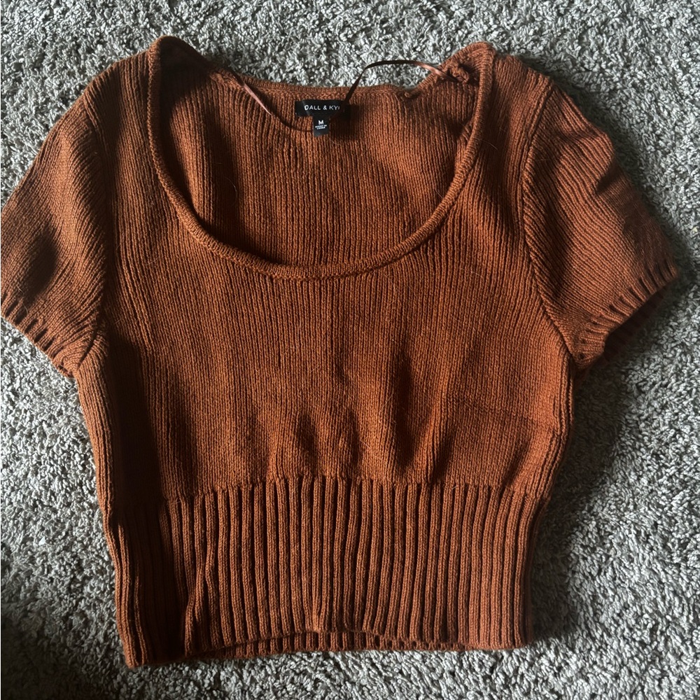 Kendall and Kylie Rust Orange Knit Crop Top